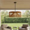 Rattan And Metal LED Dimmable Outdoor Hanging Pendent Light