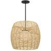 Rattan And Metal LED Dimmable Barrel Outdoor Hanging Pendent Light