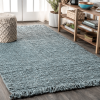 10' X 14' Light Blue Jute Handmade Area Rug With Fringe