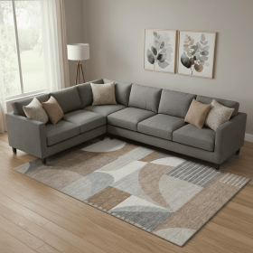 10' X 14' Coffee Mauve And Ivory Geometric Washable Area Rug With UV Protection