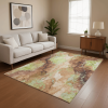 10' X 14' Coffee Mint Green And Beige Abstract Washable Area Rug With UV Protection
