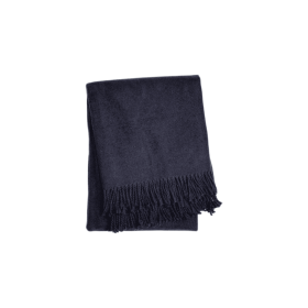 Cotton Blend Woven Plush Throw Blanket with Fringe