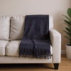 Cotton Blend Woven Plush Throw Blanket with Fringe