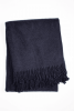 Cotton Blend Woven Plush Throw Blanket with Fringe