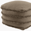 Cotton Striped Pouf Ottoman