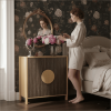 31" Sepia Solid Wood Console Accent Cabinet With Two Doors