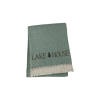 Sage Cotton Blend Lake House EmbroideThrow Blanket with Fringe