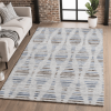 10' X 14' Light Taupe And Blue Striped Washable Area Rug With UV Protection