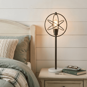 27" White Novelty Table Lamp With Globe Shade