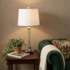 28" Silver Table Lamp With Drum Shade