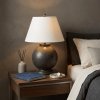 26" Dark Gray Novelty Table Lamp With Drum Shade