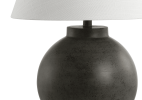26" Dark Gray Novelty Table Lamp With Drum Shade