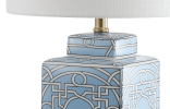 22" Gold Square Table Lamp With Drum Shade