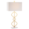 32" White Geometric Table Lamp With Shade