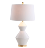 29" White And Gold Novelty Bedside Lamp With Drum Shade