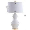 29" White And Gold Novelty Bedside Lamp With Drum Shade