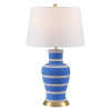 29" Blue Gold And Beige Urn Bedside Lamp With Empire Shade