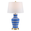 29" Blue Gold And Beige Urn Bedside Lamp With Empire Shade