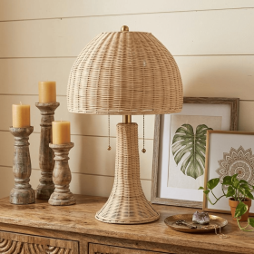 22" Light Brown Table Lamp With Globe Shade