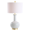 27" White And Gold Novelty Table Lamp With Drum Shade