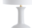27" White And Gold Novelty Table Lamp With Drum Shade