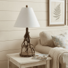 26" Dark Brown Antlers Table Lamp With Empire Shade