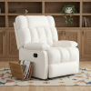39" White Faux Leather Manual Recliner