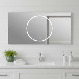 24" Silver Lighted Frameless Bathroom Vanity Mirror