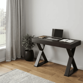 47" Espresso Wood X-Shape Writing Desk
