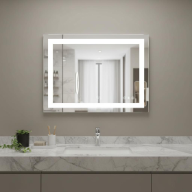 27" Silver Lighted Frameless Bathroom Vanity Mirror
