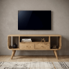 43" Brown Solid Wood Enclosed and Open Storage TV Stand