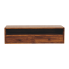 35" Brown Solid Wood Floating Mount TV Stand