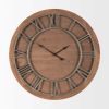 36" Brown Solid Wood Analog Round Wall Clock