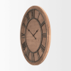36" Brown Solid Wood Analog Round Wall Clock