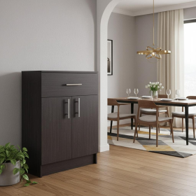 33" Black Wood Pantry Or Storage Closet
