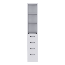 12" White Wood Freestanding Single Door Bathroom Vanity And Three Drawers