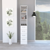 12" White Wood Freestanding Single Door Bathroom Vanity And Three Drawers
