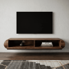 35" Brown Solid Wood Enclosed and Open Storage TV Stand