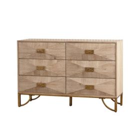 6 Drawers Dresser, Modern Dressers & Chests Of Drawers, TV Stand,Light Wood Dresser For Bedroom,Living Room,Hallway