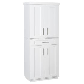 White Pantry Cabinet with Adjustable Shelving for Kitchen, Perfect for Family, White