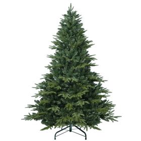 Artificial 7.5ft Green Christmas Tree With 3135 PE PVC Mixed Branch Tips, Steel Wire, Hinged Premium & Foldable Base For Indoor Holiday Decorating