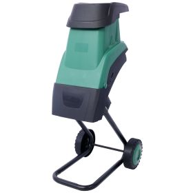 15Amp  Electric Wood Chipper Shredder With Wheels Electric Garden Shredder Portable Chipping Width  Bag, Double Sided Blade System, Auto Shut-Off Gree