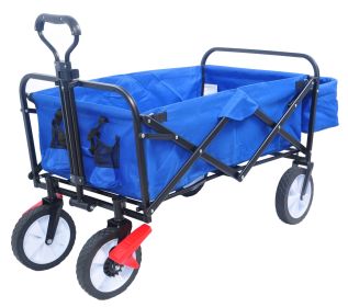 Folding Wagon Garden Shopping Beach Cart Blue Colour
