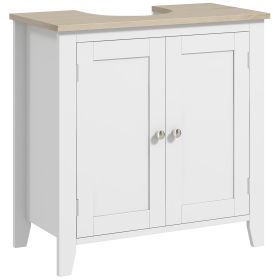 Pedestal Sink Storage Cabinet, Under Sink Cabinet with U-Shape and Adjustable Internal Shelf, White