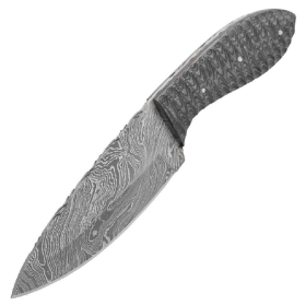 Timber Wolf River Bottom Knife + Sheath 9" Damascus Steel Blade 9" Damascus Steel Blade