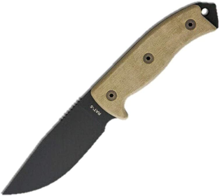 Ontario Knife Company RAT-5 Fixed 5.0 in Black Blade Tan Micarta Handle