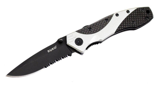 Ruko Shark Folding Knife Serrated Blade Anodized Handle