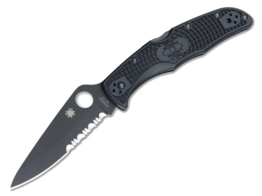 Spyderco Endura 4 Serrated Folding Knife VG-10 Black Handle
