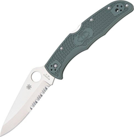 Spyderco Endura 4 Serrated Folding Knife Wave VG-10 Green Handle