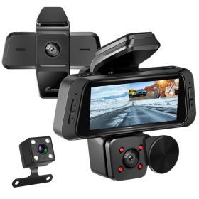 1080P FHD 3 Channel WiFi Dash Cam 170 Degree Wide Angle Triple Car Camera With IR Night G Sensor Motion Detection Loop Recording App Control Support 1